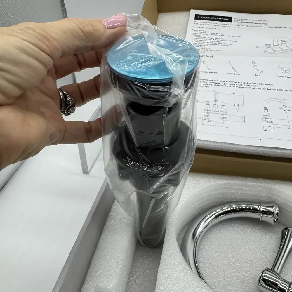 Time Arrow Two Handle Center Set Bathroom Faucet Chrome Polished Finish NIB